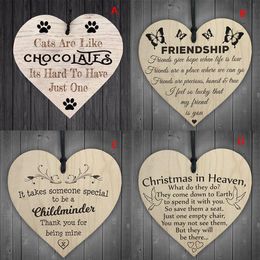 Navidad madera forma de corazón letra colgante regalo amistad placa colgante botella de vino decoración etiquetas colgantes amor madera Chip2861