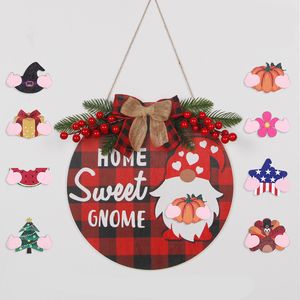 Liste de noël en bois, mur de maison, treillis de fruits rouges, numéro de maison, décoration de vacances, ornements pendentif, cadeau, ornements W4