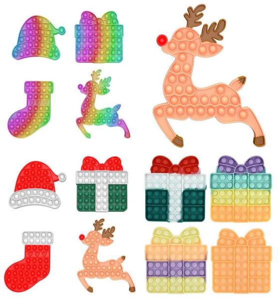 Noël Noël chapeau bas forme d'élan pooits décor de fête enfants cadeaux fidget doigt bulle puzzle push pop jouets popping jeu de société 8824547