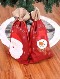 Noël XMAS Hesse Santa Sack Sac De Bas Enfants Cadeaux Sac Nouvel An Décorations De Noël 2 couleurs 2787686