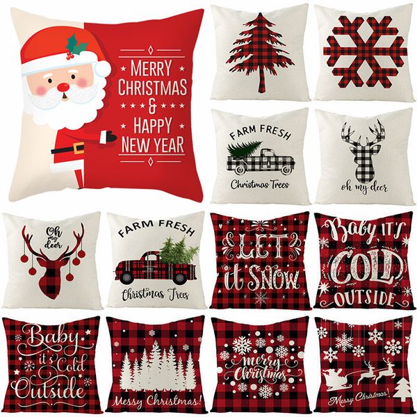 Christmas Taie d'oreiller rouge de Noël Décoration Santa Claus Coussin Couverture Décorations de Noël pour Home Snowman Noel Navidad 2021 Y201020