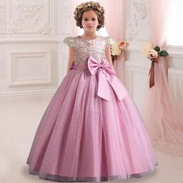 Kerstjaar Girls Princess Dress 4-14t Childrens Sequins Bruiloft Flower Childrens Jurk Girls Jaar avondjurk 240521