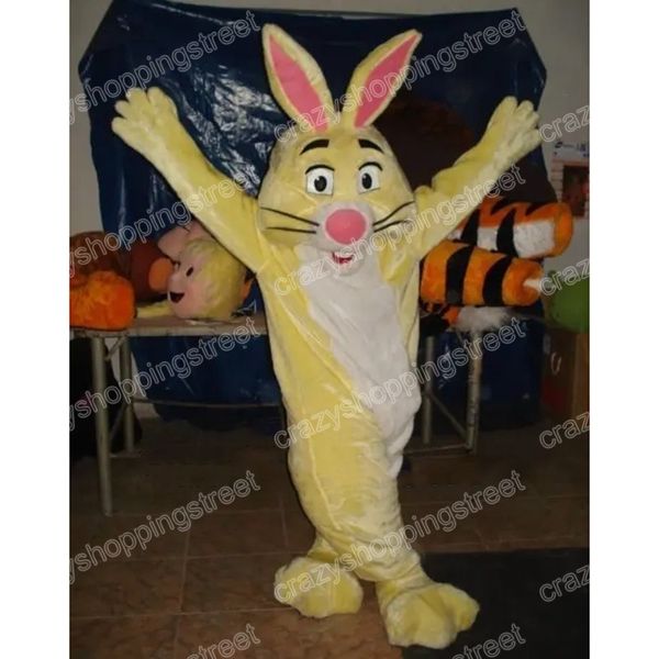 Costume da mascotte di coniglio giallo di Natale Abiti da personaggio dei cartoni animati di alta qualità Abiti da carnevale di Halloween Abiti da festa per adulti per feste di compleanno