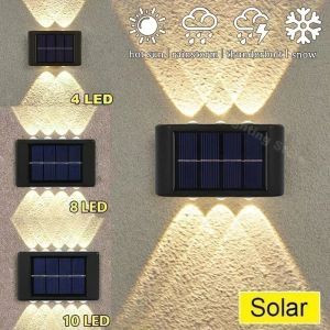 Lampe murale solaire de noël à 10/8/6/4LED, imperméable, éclairage lumineux haut et bas pour décoration de clôture de jardin, lumière du soleil