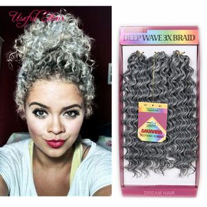 CHRISTMSA tresse en faisceaux 10INCH DEEP WAVE Bundles de cheveux brésiliens synthétiques 3pc / pack de haute qualité jumpy Bouncy Curl crochet tresses cheveux