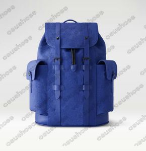 Sac à dos Christopher M23189 Sac à dos Macassar en cuir gaufré bleu course pour homme Monogrammes soleil radieux M46686 Sac à main design grande capacité Sac de voyage M20865