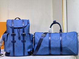 Christopher Rugzak MM M22636 Racing Blue Wandelbagage voor heren Kepallss Reistas M414160 Canvas tas met hoge capaciteit Designer reishandtas Hoge kwaliteit