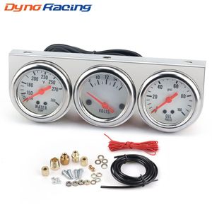 Chrome 2inch 52MM Triple gauge kit Volt meter Water temp Temperatuurmeter Oliedruk Manometer Auto meter244e