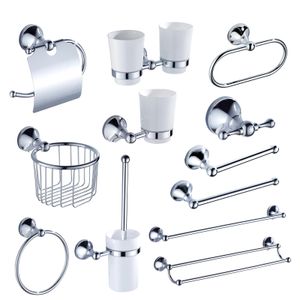 Ensemble de matériel de salle de bain chromé, double barre à serviettes en laiton chromé, étagère pour brosse de toilette, support de rouleau de papier WC pour ensemble d'accessoires de salle de bain 240312