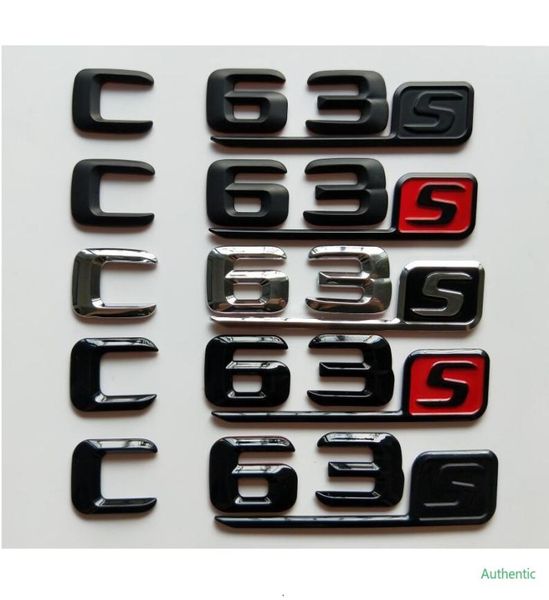 Cromo Negro 3D Letras Baderas de baúl Emblemas Insignia emblema para Mercedes Benz C204 A205 S205 S204 W204 W205 C63S C63 S AMG9266797