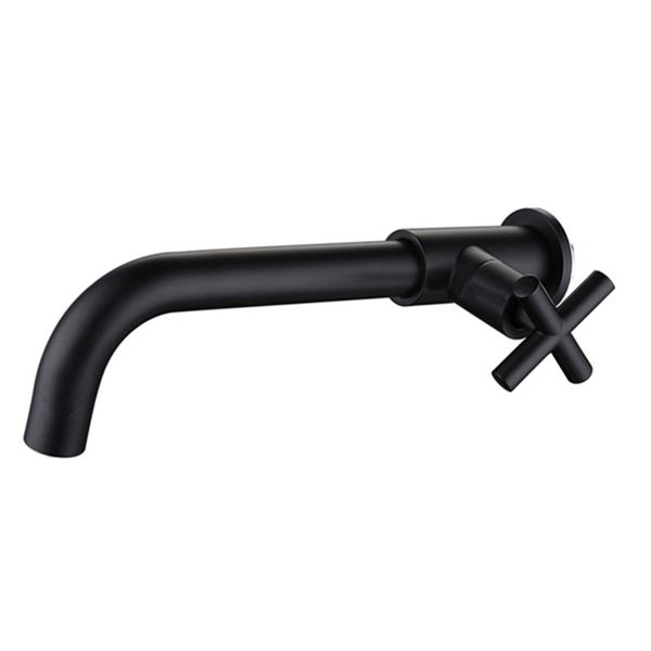 Chrome Black Out Door Garden Wash Faucet Montaje en pared Fregadero Agua fría Grifo Sólido Latón Hardware de baño 210719