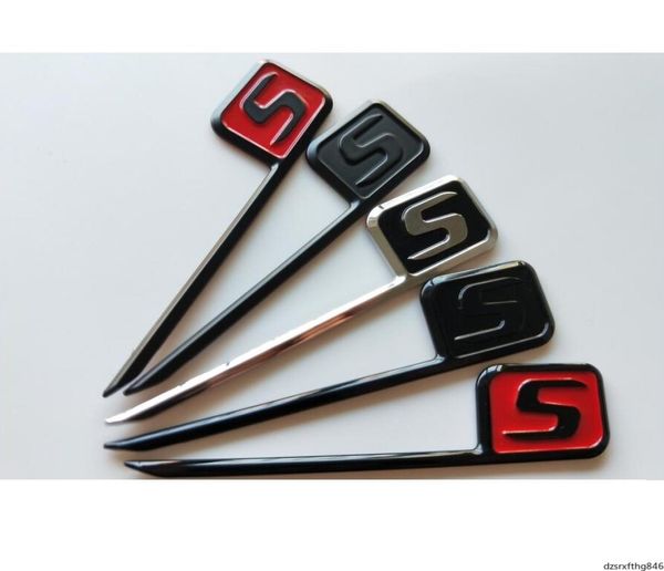 Badges chromés noirs et rouges avec lettres S, emblèmes pour Mercedes C63s E63s CLS63s S63s GLE63s GLC63s GLS63s AMG S4770611