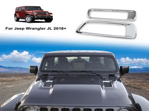Chrome Auto Motorkap Air AC Outlet Vent Decoratie Cover Sticker Voor Jeep Wrangler JL 2018 Auto Exterieur Accessoires9965361
