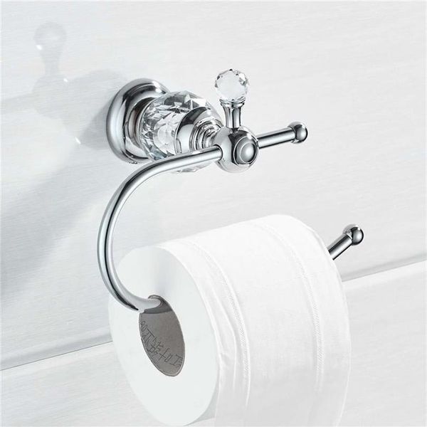 Porte-papier hygiénique en cristal chromé, rouleau en laiton massif, étagère murale pour serviettes, accessoires de salle de bains Y200108250e