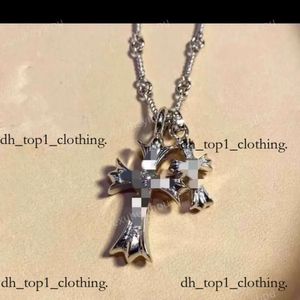 Chrome Designer Necklace Double Cross Cross Necklace Women's American Light Luxury Design High Sense heren ketting ketting harten ketting chroom Hesrts sieraden 204