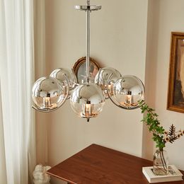 Lámpara colgante de cristal cromado, accesorios de iluminación modernos para comedor, vestíbulo, dormitorio, bombilla E27, altura ajustable