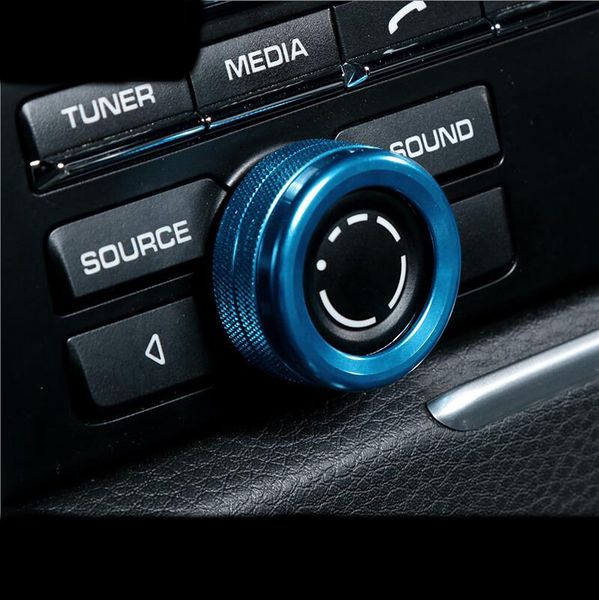 Pegatina de estilo de coche, perillas de aire acondicionado interiores cromadas, anillos circulares decorativos de Audio, cubierta embellecedora para Porsche Macan Cayenne Panamera, accesorios