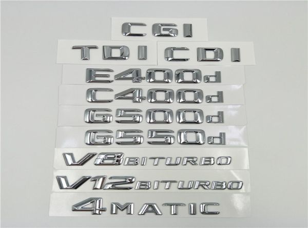 LETRAS CROME EMBLEGRA BAQUETAS LOGO para Mercedes Benz E400D C400D G500D G550D AMG 4MATIC CDI CGI TDI V8 BITURBO V12 BITURBO7392039