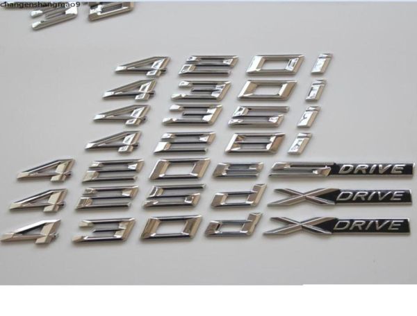 Letras cromadas Emblemas Emblemas Emblemas Pegatina para BMW F32 F33 F82 F83 435D 425D 420D 430D 435I 420I 430I 428I 440I 418D XDRIVE1841359628657