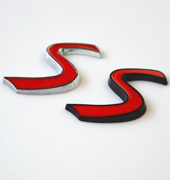 Accesorios exteriores de Metal cromado pegatinas de coche rojo Mini Cooper S pegatinas de emblema de coche decoración de logotipo Styling7834086
