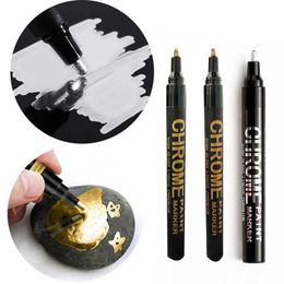 Chrome Metallic koper/goud/zilveren marker Diy verfspiegel Art Liquid Pens Reflective Finish Craftwork Supplies