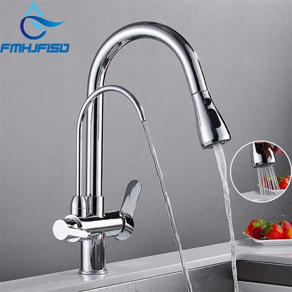 Chrome/nickel/noir robinet de cuisine double bec eau potable laiton purificateur navire évier mitigeur et eau froide Torneira 211108