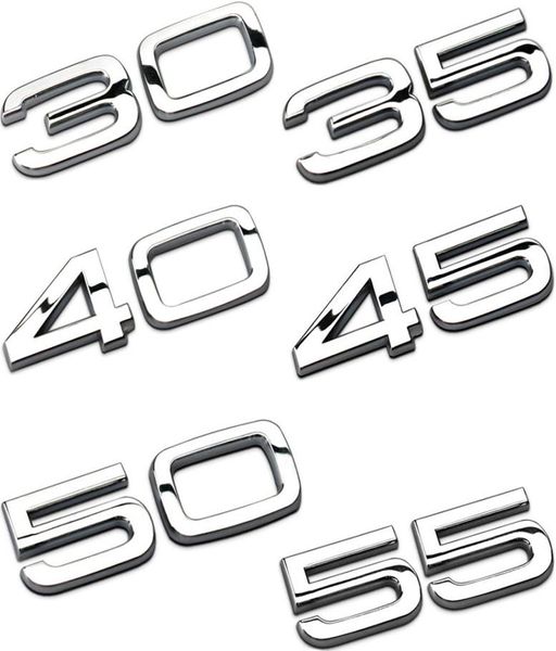 Chrom Numbers Autocollant pour TT R8 S4 S3 S5 A3 A4 A5 A6 A7 A8 B6 B7 Q3 Q5 Q7 B8 C5 C6 ACCESSOIRES DE BADGE DE TAILLE ARRÉE DE LA TOULE ARRIÈRE 2476853