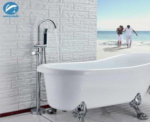 Chrome Polish Bathtub Douche Faucet Plancher debout baignoire Baignoire Serme Douche à double poignée Batteur de salle de bain mélangeur de robinet de salle de bain tap4431774