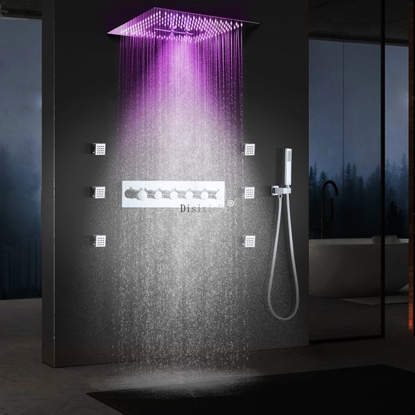 Chrome Polied Salled Shower Head Rain Waterfall Atomizing Thermostatic Spa Douche de douche Buzzle