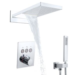 Sistema de ducha de función múltiple, sistema de ducha termostático de lluvia, cascada, montado en la pared, masaje