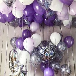 Chrome Silver Romantic Purple Balloons Birthday Party décorations de mariage Girls Birdal