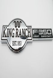 Chroom Zilverachtig Voor FORD F350 Super Duty KING RANCH EST1853 Auto Zijsticker Deur Achterklep Embleem Badge Brief 3D Naambord Vervang8165833