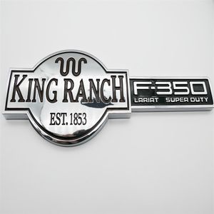 Chroom Zilverachtig Voor FORD F350 Super Duty KONING RANCH EST 1853 Auto Side Sticker Deur Achterklep Embleem Badge Brief 3D Naambord Replac277M