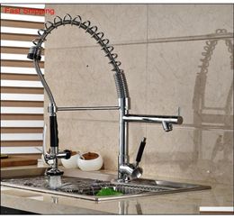 CHROME SOLCT Brass Kitchen Faucet Double Sprayer Recipiente Mezclador Taple Midelera M QYLTNF Embalaje204693895