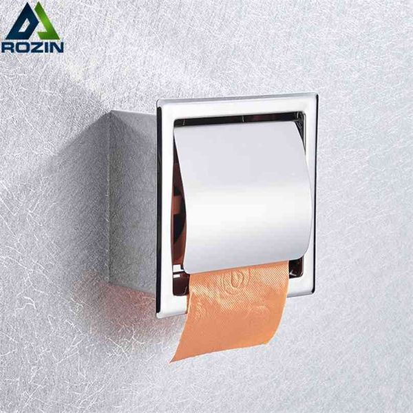 Porte-papier hygiénique dissimulé en acier inoxydable chromé à l'intérieur du support de papier hygiénique mural pour salle de bain 210720