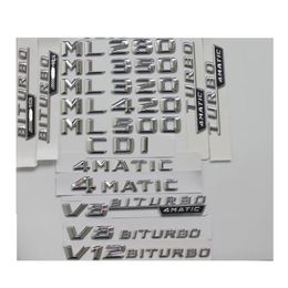 Chrome Kofferbak Letters Badge Embleem Emblemen ML55 ML63 AMG ML300 ML320 ML350 ML400 ML500 4MATIC CDI W166 W164253v257I