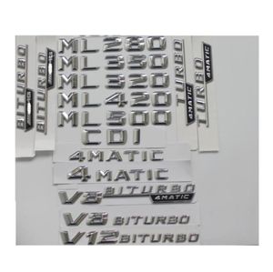 Chrome Kofferbak Letters Badge Emblem Emblemen ML55 ML63 AMG ML300 ML320 ML350 ML400 ML500 4MATIC CDI W166 W16424974747740882