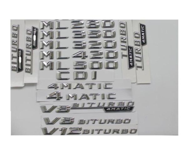 Emblèmes de lettres de coffre chromés, emblèmes ML55 ML63 AMG ML300 ML320 ML350 ML400 ML500 4MATIC CDI W166 W16424974749947886