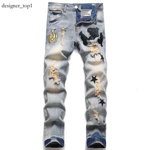 Jeans Chromee Jeans Designer Jeans High Elastics High Elásticos Jeans Chrome Risped Slim Fit Motorcycle Biker Denim para hombres Fashion Black 4024