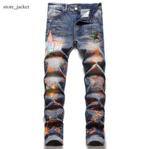 Chromee jeans créateur masculin jeans jeans hauts élastiques jeans chromés détressés déchirés slim fit moteur de moto