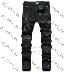 Chromee jeans mens créateurs jeans jeans hauts élastiques jeans chromés détressés déchirés slim fit moteur de moto