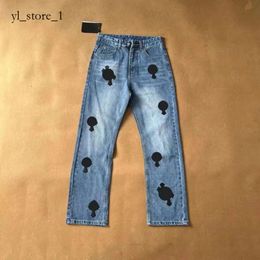 Chromees Hearts Jeans Cross CH Jeans pour hommes Designer Make Old Washed Chrome Pantalon droit Coeur Lettres imprimées pour femmes Hommes Casual Style long Chromees Heart 5327