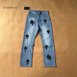 Chromes Maken Oude Gewassen Rechte Broek Chromes Jeans Letterprints voor Dames Heren Casual Lange Broek Stijl Chromese 6873