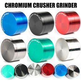 CHROME CRUSHER Métal Broyeurs En Alliage De Zinc Herbe Fumer 4 Pièces De Couche 40MM 50MM 55MM 63MM OD Broyeurs De Tabac 6 Couleurs DHL