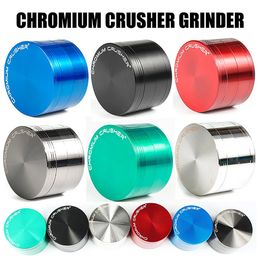 CHROMIUM CRUSHER Metaal Zinklegering Tabaksslijpmachines Kruidenroken 4-laags onderdelen 40 MM 50 MM 55 MM 63 MM OD Kruidenbreker Kleurrijke slijpmachines 6 kleuren