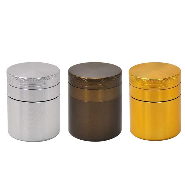 CHROME CRUSHER Broyeur d'herbes de tabac à fumer de qualité supérieure à base de plantes 3 pièces avec un grand pot de cachette en métal de 92 ml Moulins à tabac en aluminium Accessoire de fumée bong