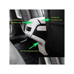 Chroom Styling 1 Middenarmsteun Decoratief Eradd1 Achter Airconditioning Vent Kick Proof Guard Panel Voor Tesla Model3 Model 3 Drop Deliv Otmcv