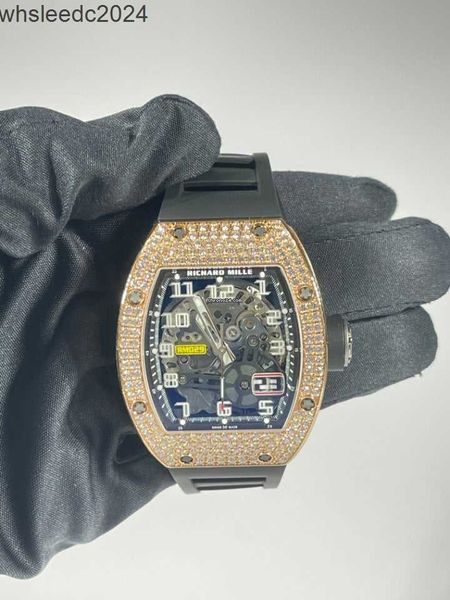 Chronographe automatique montres pour hommes RichardMiler RM029 pavé complet de diamants machines automatiques montre suisse célèbre HB42