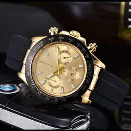 Chronograph Mens Luxury Watch 42 mm gouden kwarts timer functie Designer Watch Montre de Luxe Watches for Men Caijiamin Dhgate Hoge kwaliteit Green 007 Day Daytonas