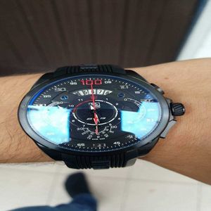 Chronograaf Werkende Heren Zwart rubber Stopwatch Roestvrij staal Quartz herenhorloges Modeontwerper Horloges Swiss322d